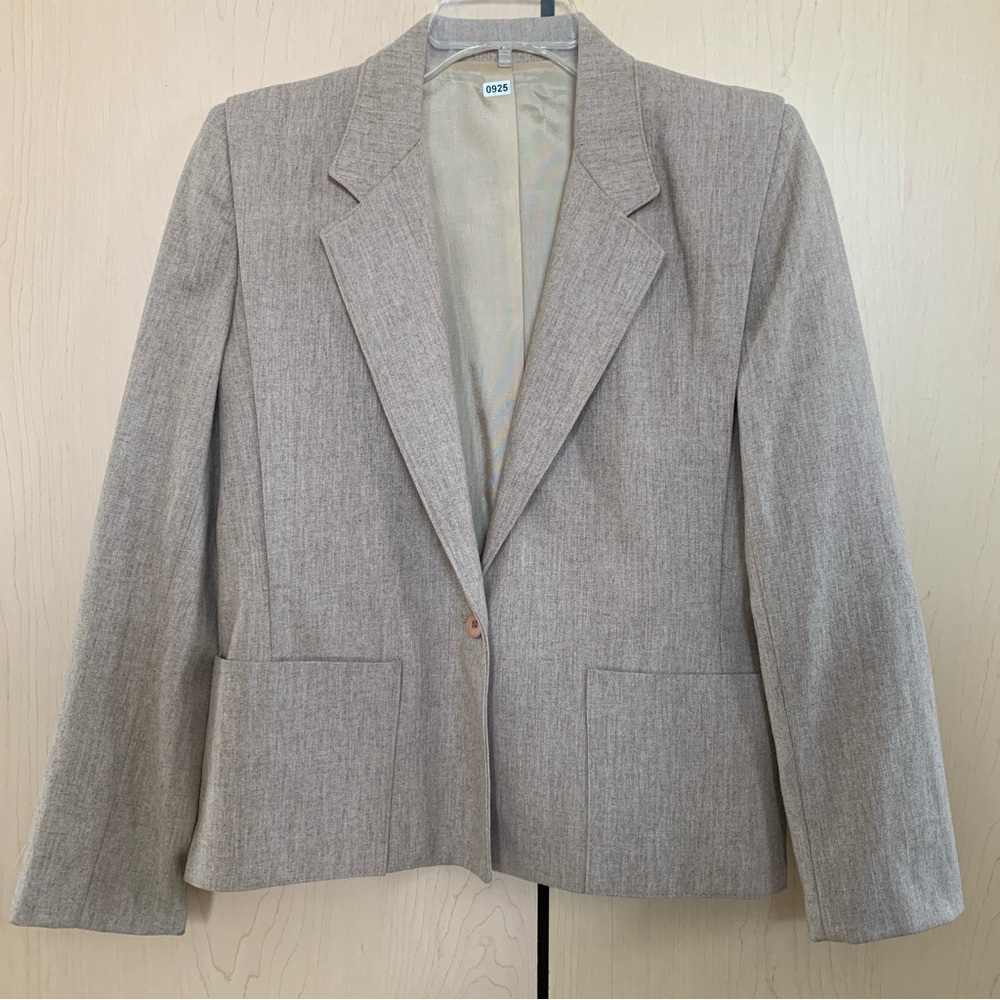 Sarah Taylor Blazer Jacket Women's Single Button‎ Lined Wool Blend Tan Size 9